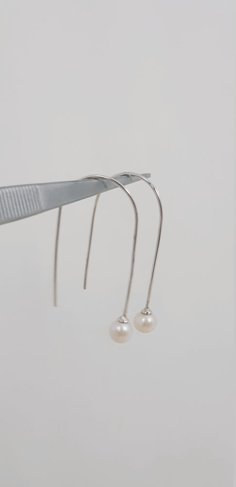 Round freshwater pearl drop earrings