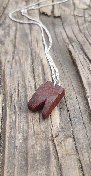 
                
                    Load image into Gallery viewer, Hand-carved Mahogany Benchpin Necklace
                
            