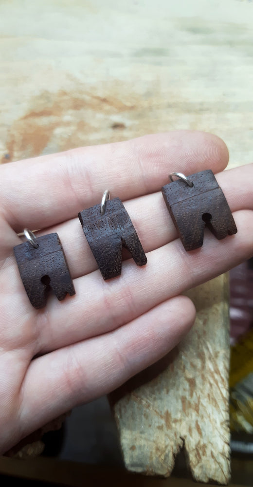 
                
                    Load image into Gallery viewer, Hand-carved Mahogany Benchpin Necklace
                
            