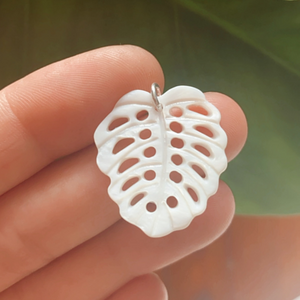mother of pearl monstera leaf charm